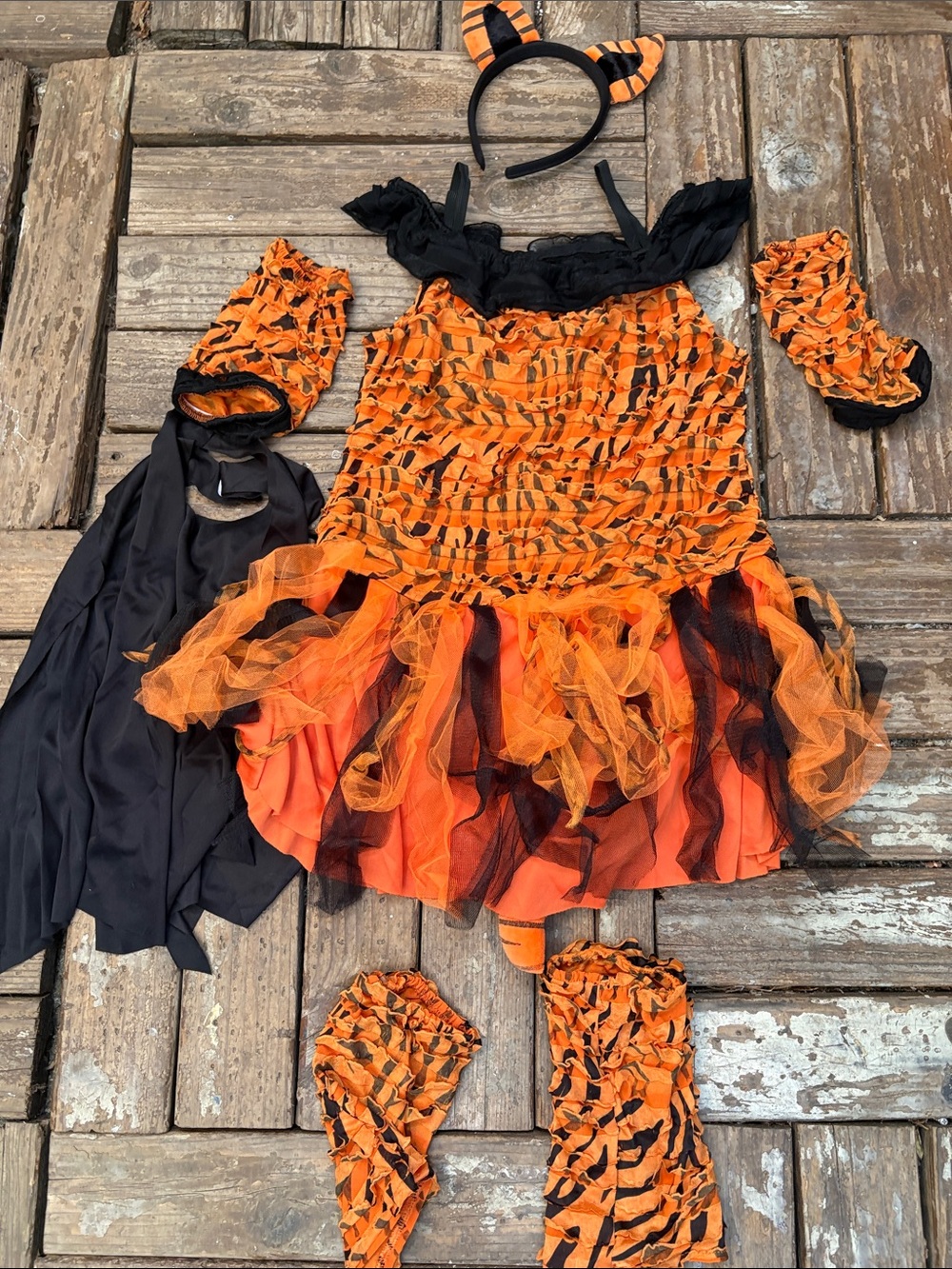 Kids Orange & Black Tiger Tutu Costume with Headband